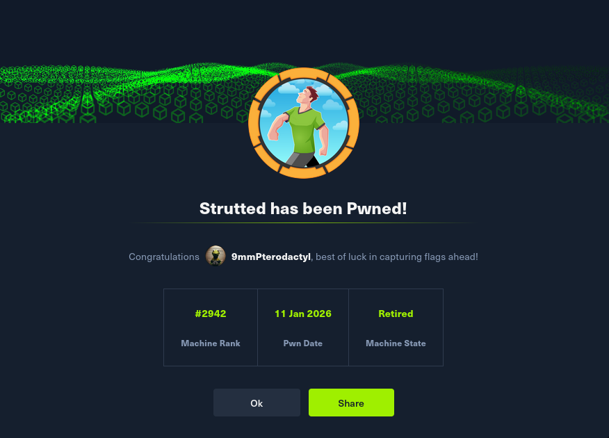 Strutted machine pwned