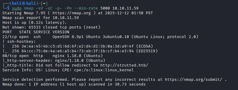 Nmap scan results