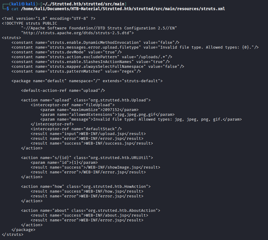 Struts XML configuration